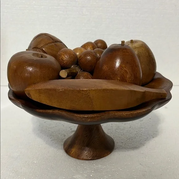 Wooden MCM Fruit Bowl Decor - Picture 1 of 14